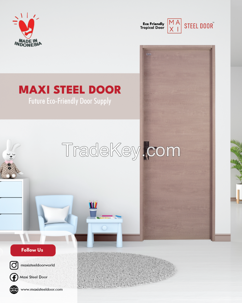 Maxi Steel Door Eco Walnut Pattern Color Galvalume Door