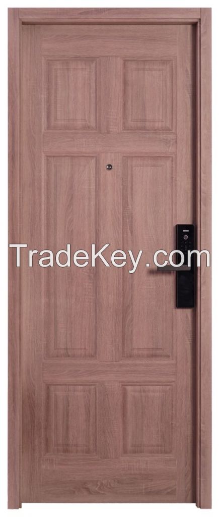 American Style Panel Door With Woodgrain Pattern Steel Door Maxi Steel Door