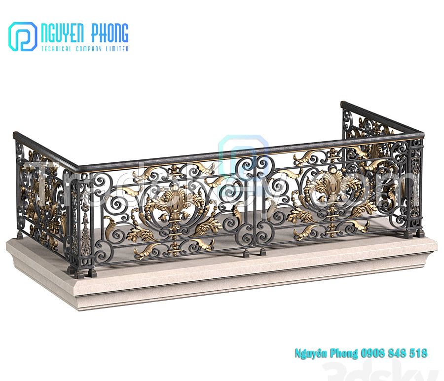Decorative wrought iron balcony railings