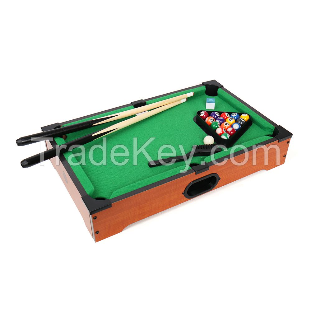 Pool Set- Billiards Game Includes Game Balls, Sticks, Chalk, Brush and Triangle-Portable