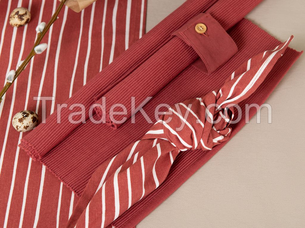 Cotton table runner Stripes, terracotta, collection Prairie