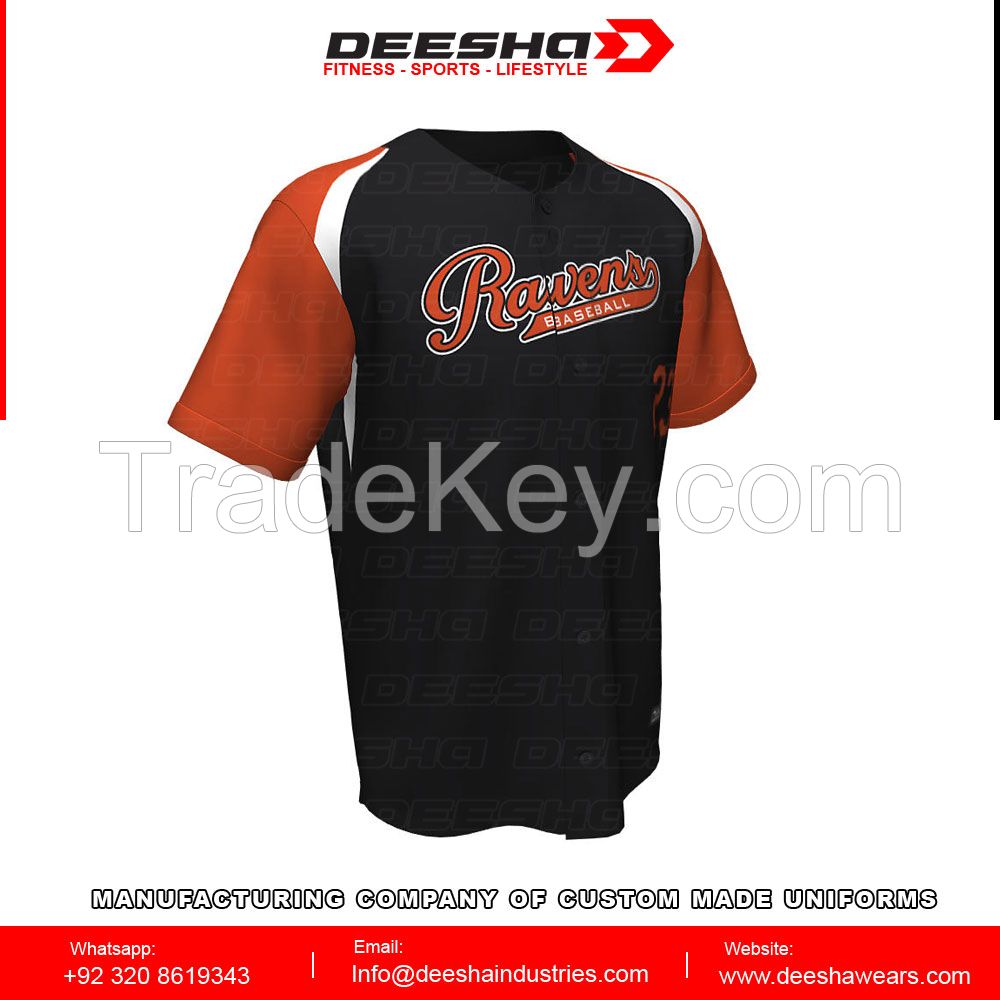 Sublimation baseball full button jerseys