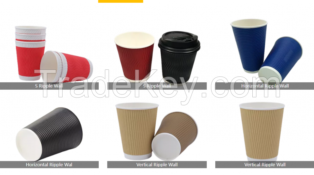 Insulation Disposable 8oz Ripple Wall Paper Cup Hot Beverage Coffee Drinking Paper Cup