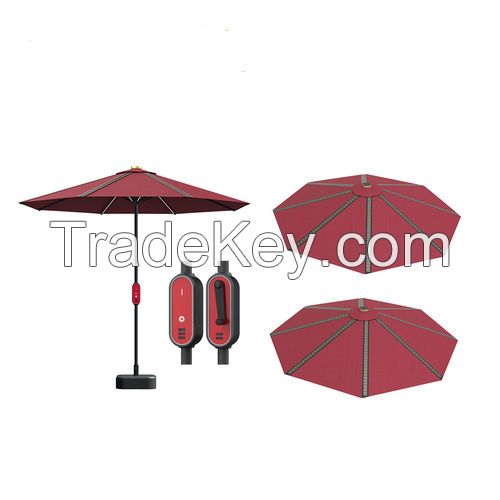 10ft Outdoor Garden Patio Solar Umbrella Beach Shade Umbrella With LED Lights