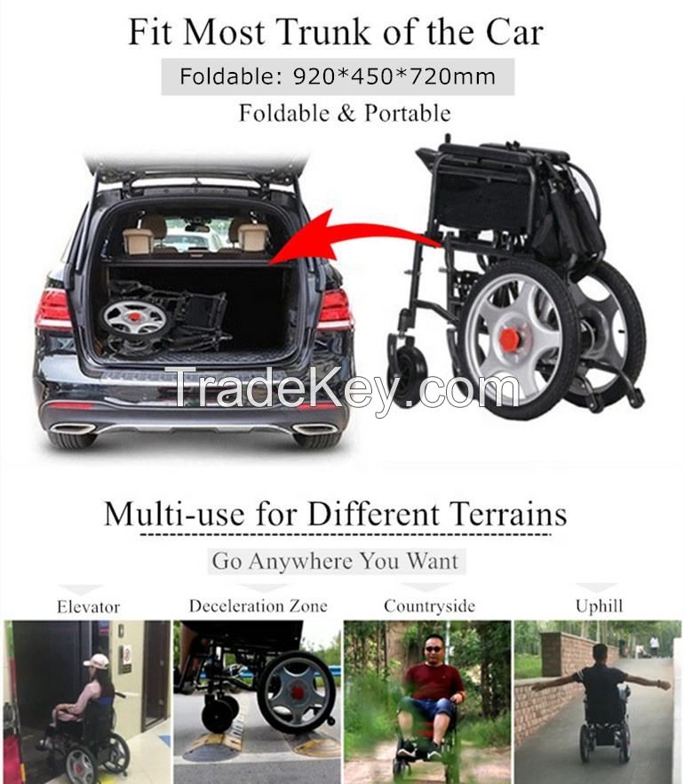 Battery Charger Climbing Dual Motor Foldable Car Trunk Electric Automatic Wheelchair for Disabled People