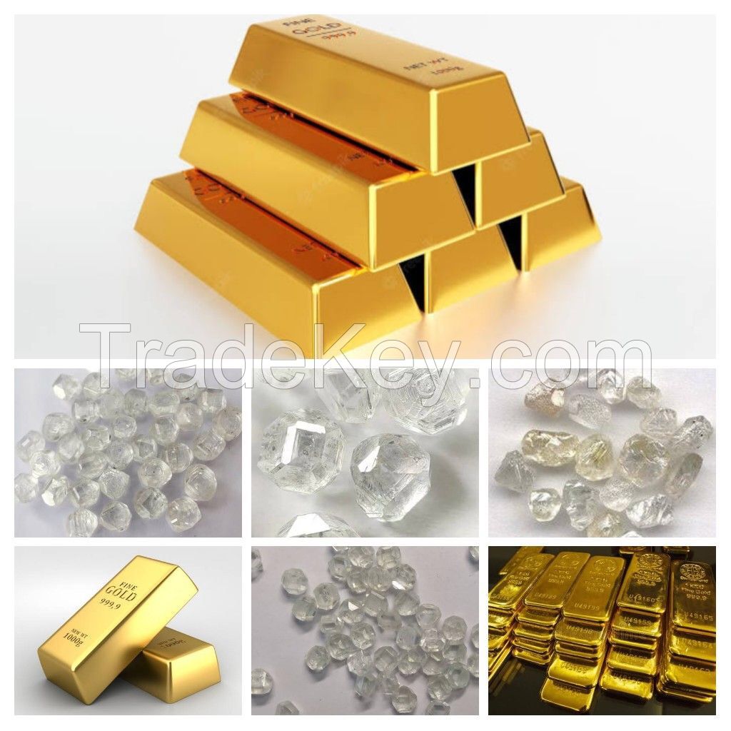 Gold Dusts, Gold Nuggets, Gold Bars, Rough/Uncut Diamonds