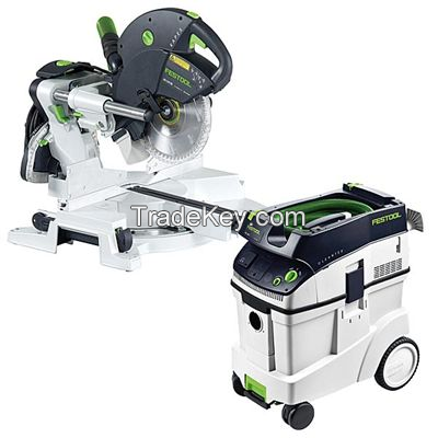 New Festools KS 120 Dual Compound Sliding Miter Saw w out T-LOC + CT 48 Dust Extractor