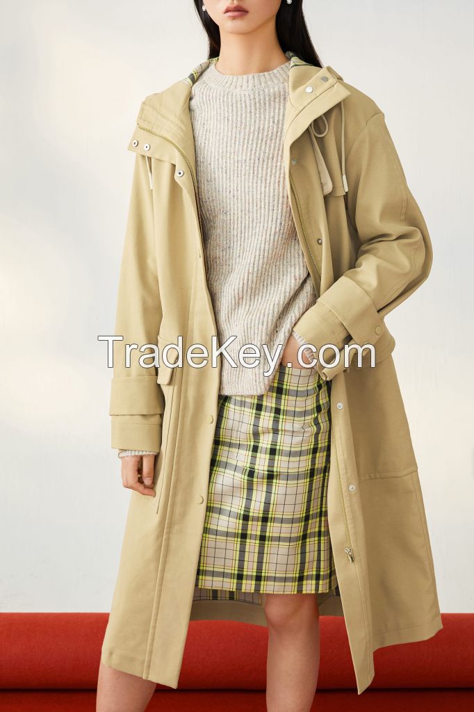 Long hooded trench coat
