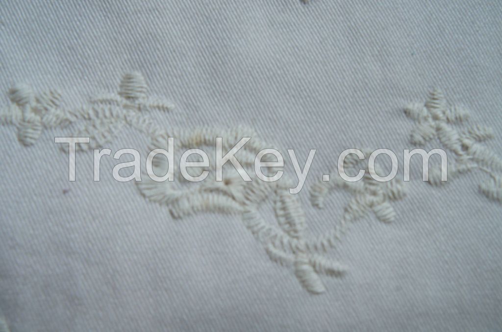 100% cotton embroidered twill