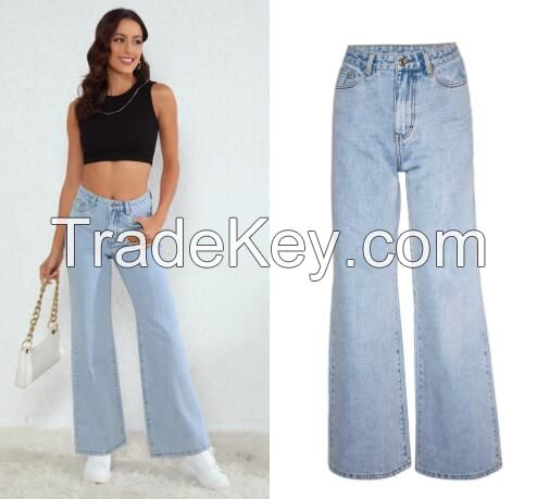 ladies women pants high waist pants ladies jeans light blue pants loose fit star ripped jeans