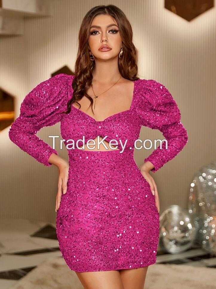 ladies sexy dress slim fit dress sexy short dress sequin dress party dress