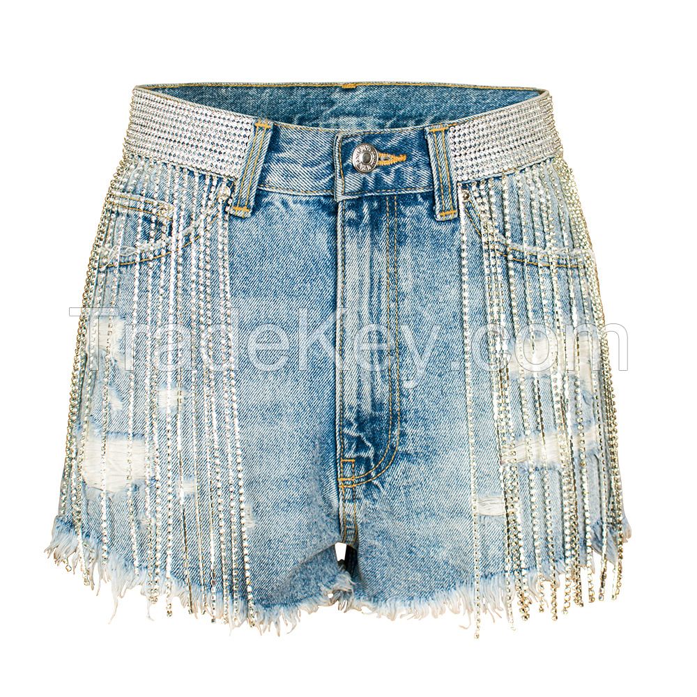 ladies women pants mid waist shorts ladies jeans ladies tassel shorts denim shorts