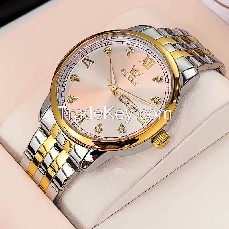 OLEVS 5525  New Luxury Brand Men Watches Quartz Clock Man steel strip Wrist Watch