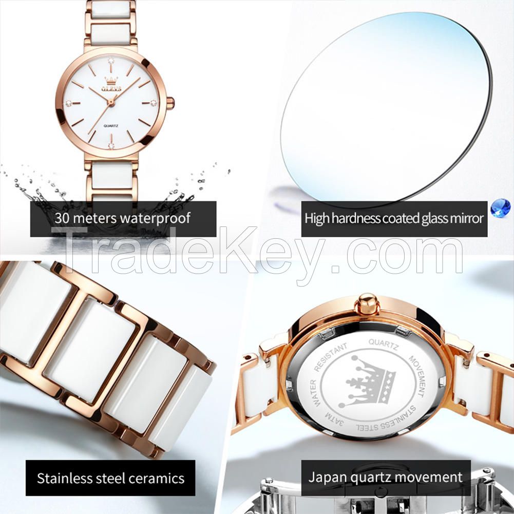 OLEVS 5877 Oem Women Watches Casual With Bracelet Ceramic Designer Ladies Watches Luxury Hand Supplier Women Watches