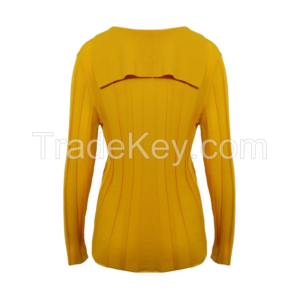 Hot Sale Sweater Designer Style Cozy Light 16G Fine Knit Long Sleeve Ribbed Wool Cashmere Knit Pull Sweater