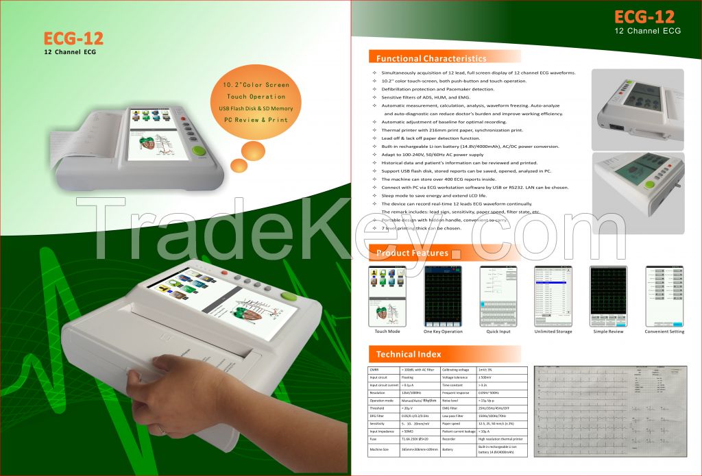 Medical Portable Ecg Ekg 12channel Electrocardiograph Touch Screen Ecg Ekg Machine Ecg Machine