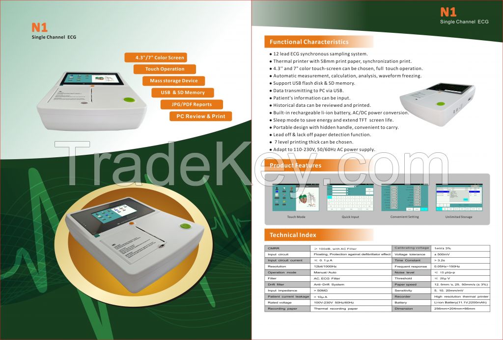 Portable Ecg Ekg 1channel Electrocardiograph Touch Screen Ecg Ekg Machine Ecg Machine