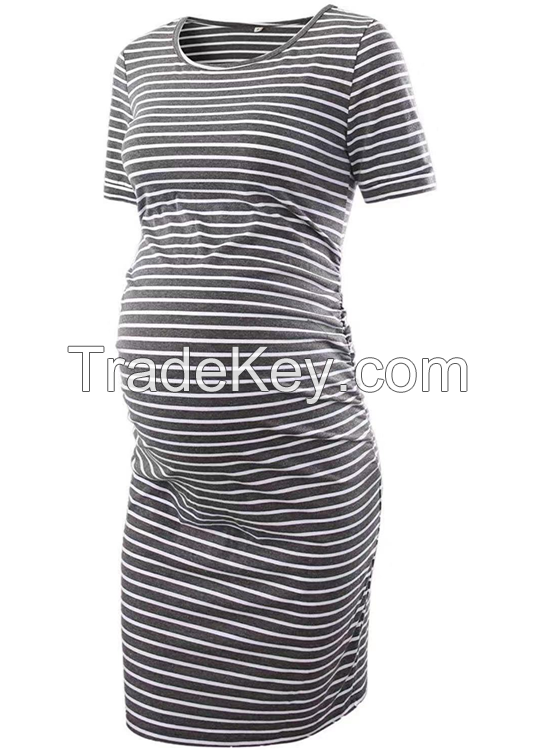 Women's Maternity Block T-Shirts Dress For Breastfeeding friendly