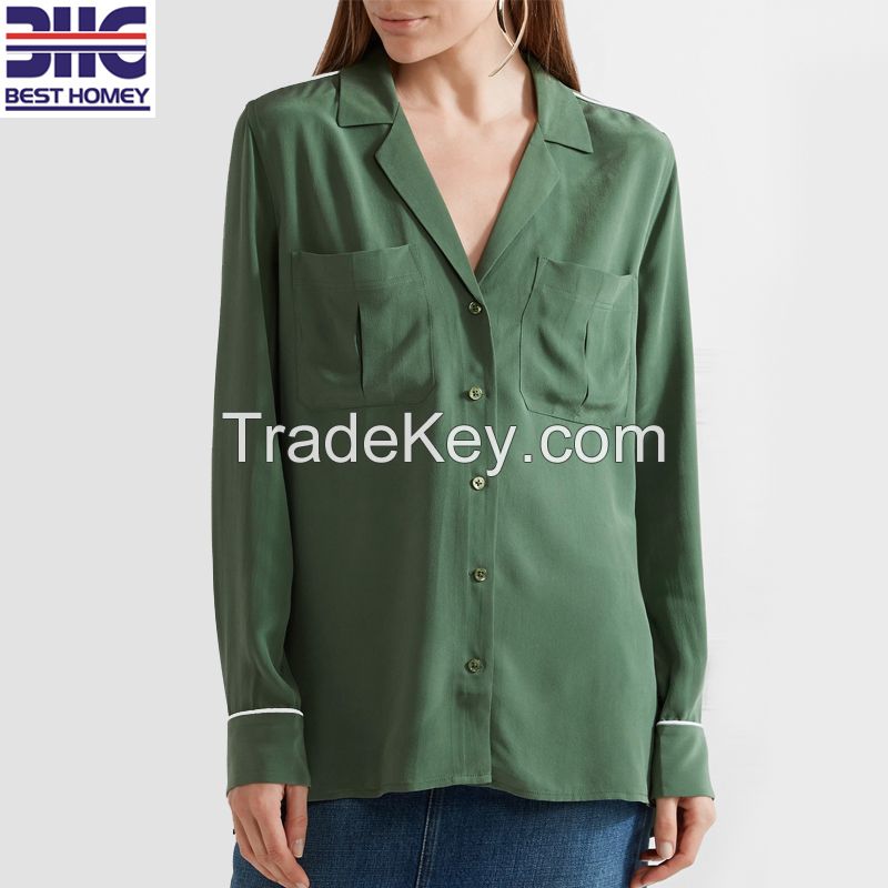 100% real silk shirts blouse and tops OEM manufacturer