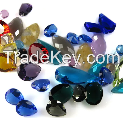 Colored Faceted Briolette Water Drops Jewelry Making Glass Beads Synthetic Glass Gemstones