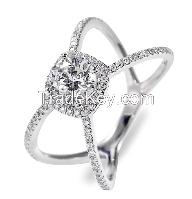 Best Selling 18K Soild Gold Ring 6.5mm 1carat Hpht Lab Grown Diamond Engagement Rings Jewelry