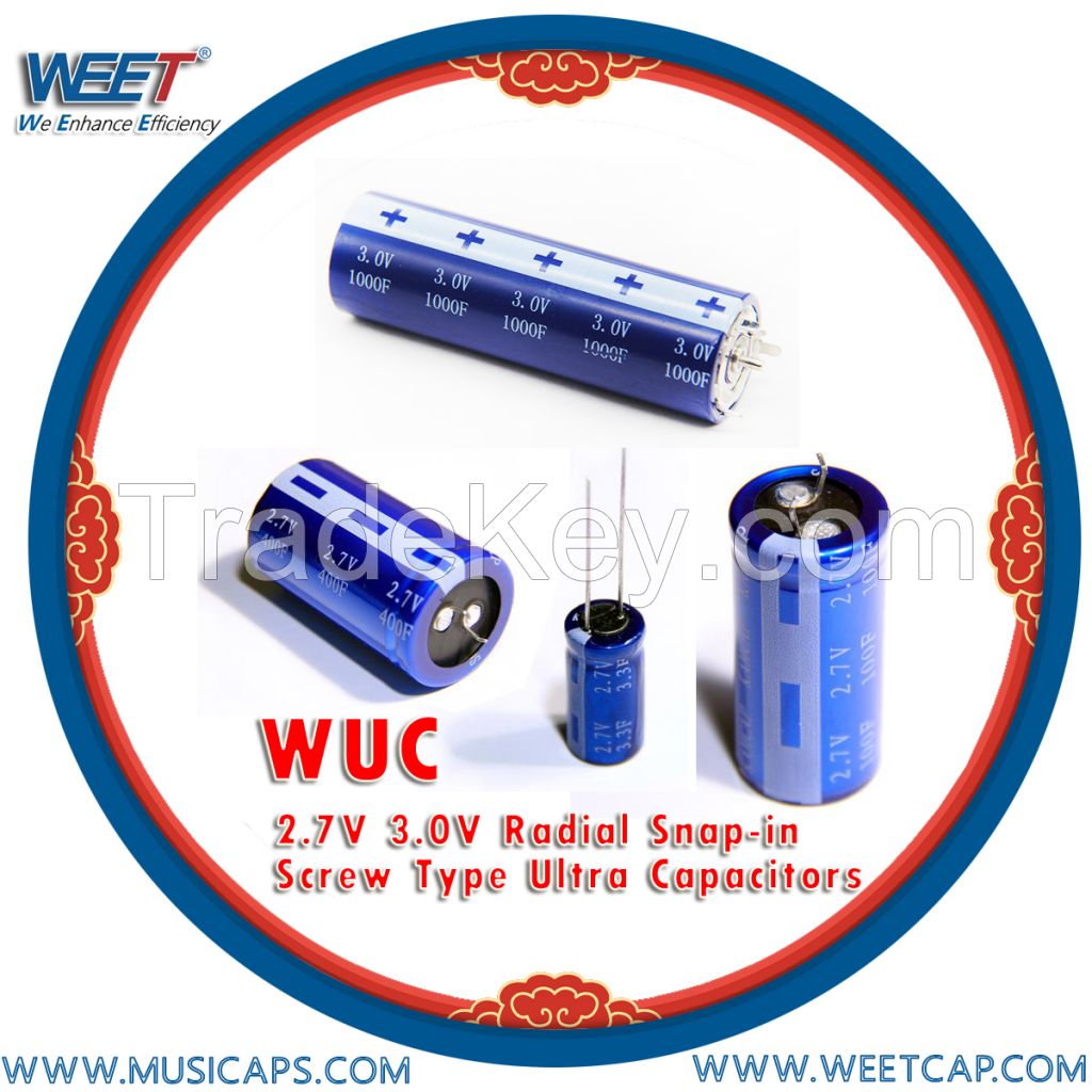 WEET WUC 2.7V 3.0V Winding Radial Snap-in Screw Type Ultra Capacitors