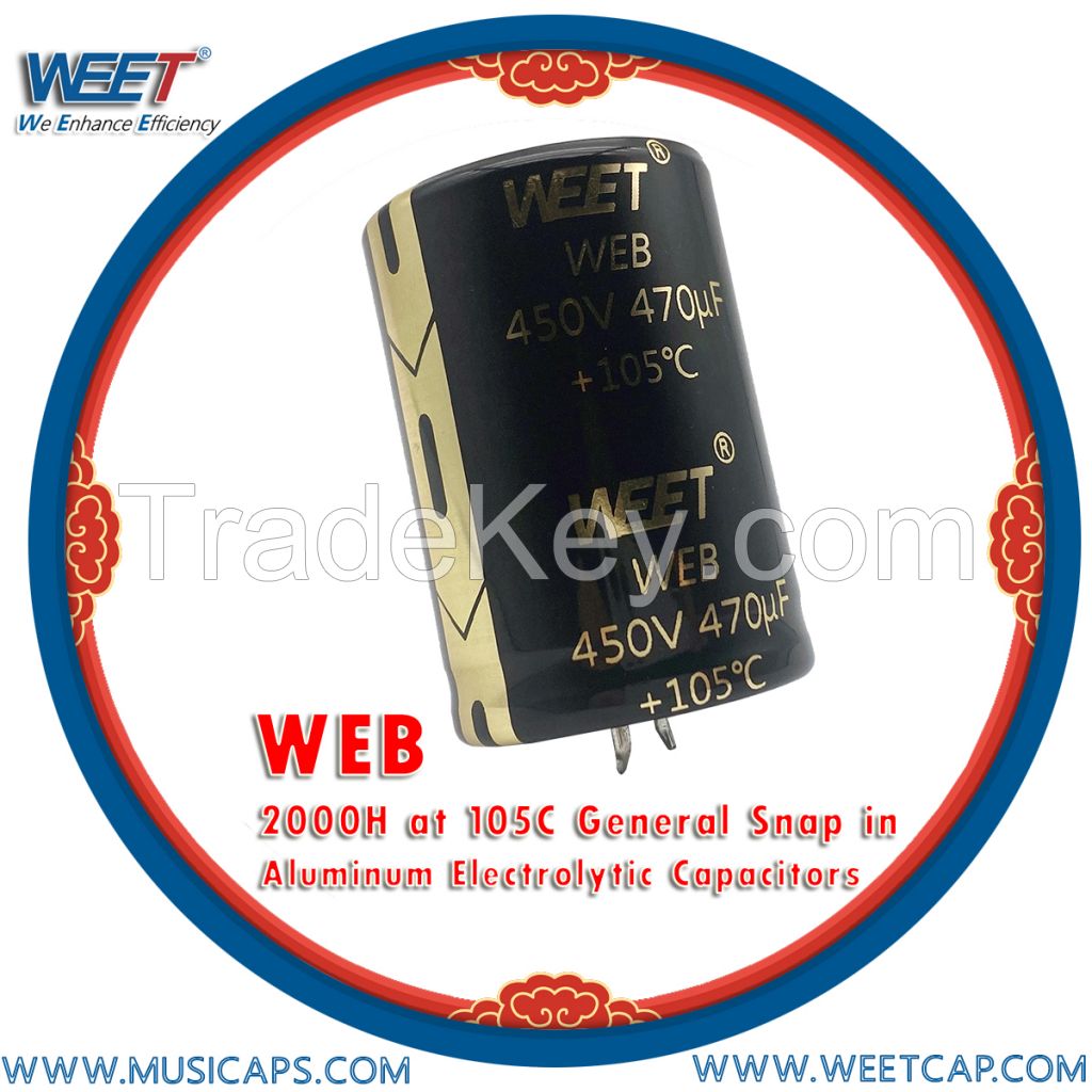 WEET WEB CD294 2000H at 105C General Snap in Aluminum Electrolytic Capacitors