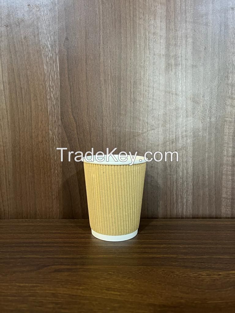 Disposable Wholesale Coffee Paper cup 8oz Rippled wall Biodegradable, PE Coated