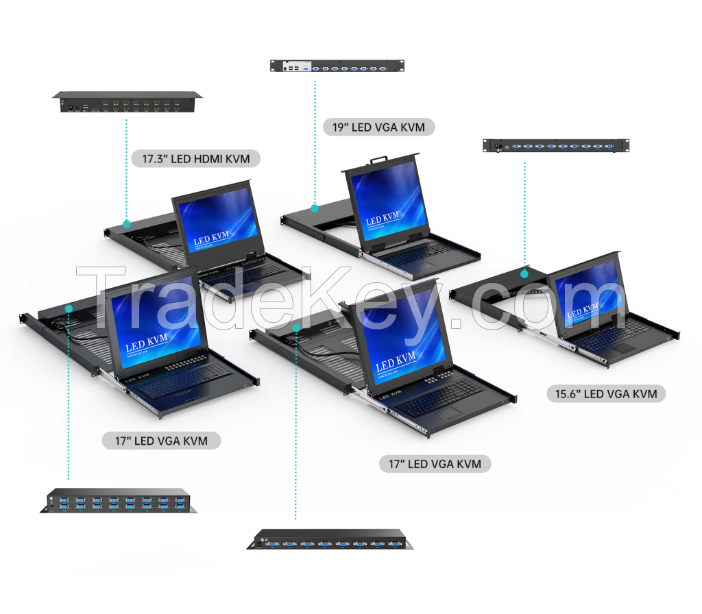 15.6 17 19 inch LCD KVM Switches Console with all Cables