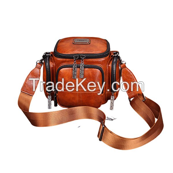 Stylish Retro Waterproof Casual Camera Bag Large Capacity Leather Messenger Bag Long Strap Crossbody Bag Lovely Cute Sling Bag Exquisite Satchel Bright Bucket Bag -  #229