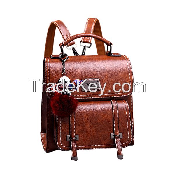 Retro Leather Shoulder Bag High Quality Backpack-#249
