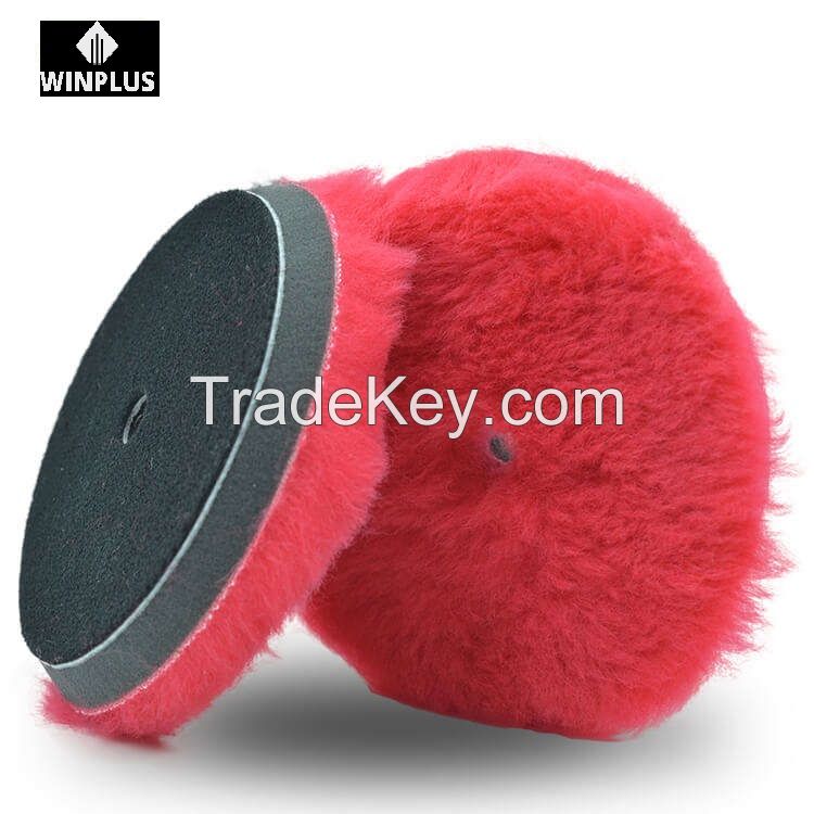 5 inch Japanese style 100% wool Red wool buffing pad for dual action polisher ro polisher