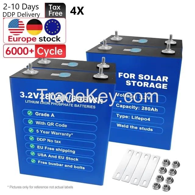 LifePo4 Eve 3.2V 280AH A Grade Solar Battery Cells 6000 Cycles
