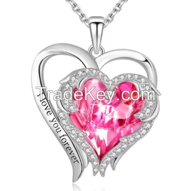 Love Heart Pendant Necklace Passed REACH Trendy Crystal Heart Pendant
