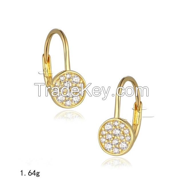 Zirconia 925 Silver Coin 18K Gold Plated Earring Earrings For Piercing Ears