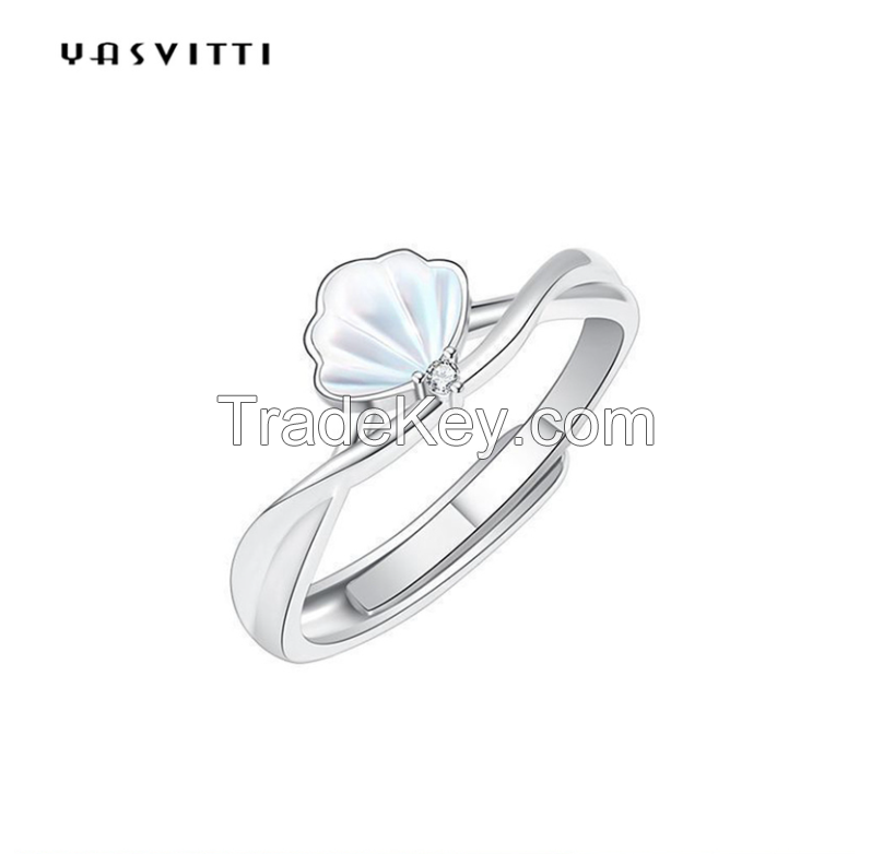 0.14cm 1.8g Sterling Silver Jewelry Rings Shell Shaped Party 925 Silver Ring