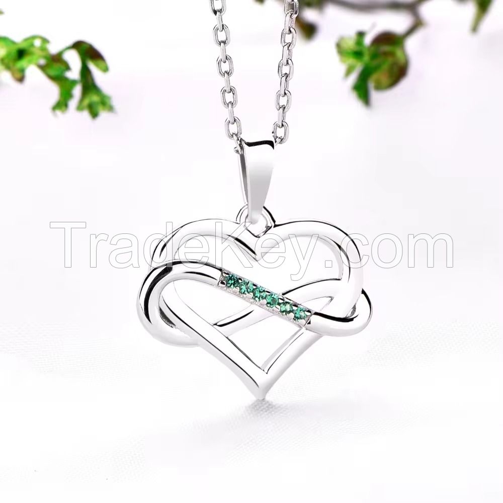 YASVITTI ODM OEM 925 Sterling Silver Sparkling Heart Necklace 5A Zirconia Rhodium Plated Hollow Necklace Pendant Jewelry