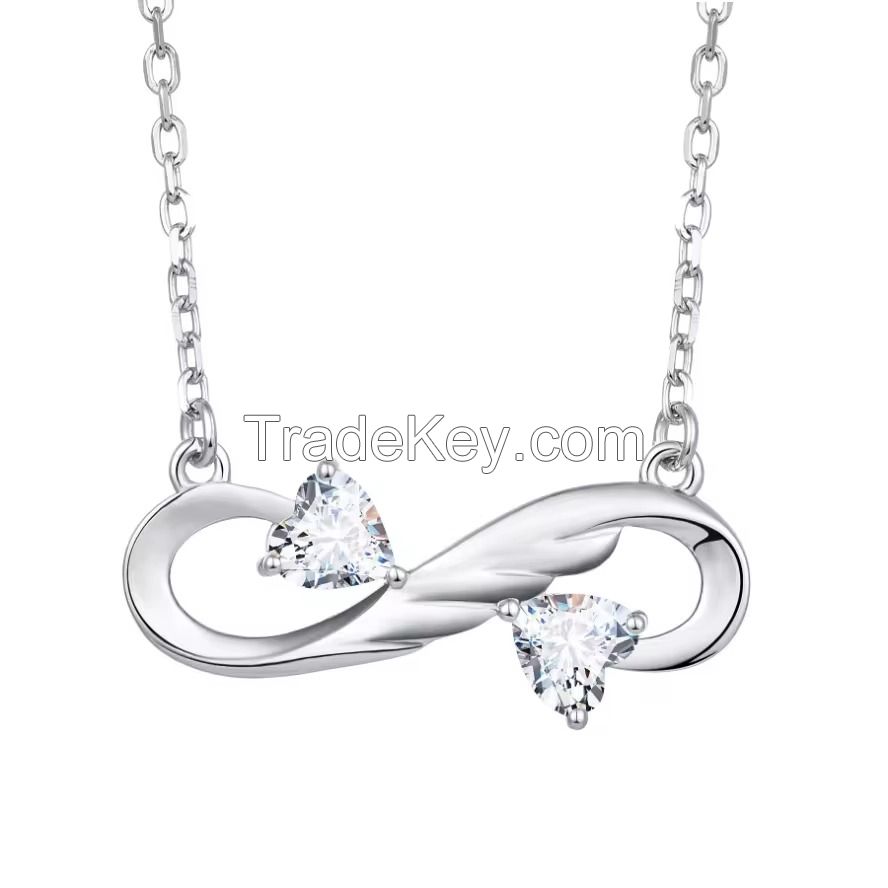 YASVITTI 925 Sterling Silver Infinity Heart Necklace High Quality Heart Cubic Zircon Luxury Women Necklace Jewelry Wholesale