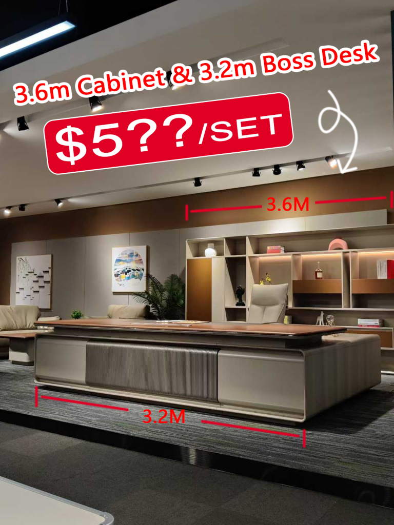 New office set at the lowest price bookshelf and boss desk