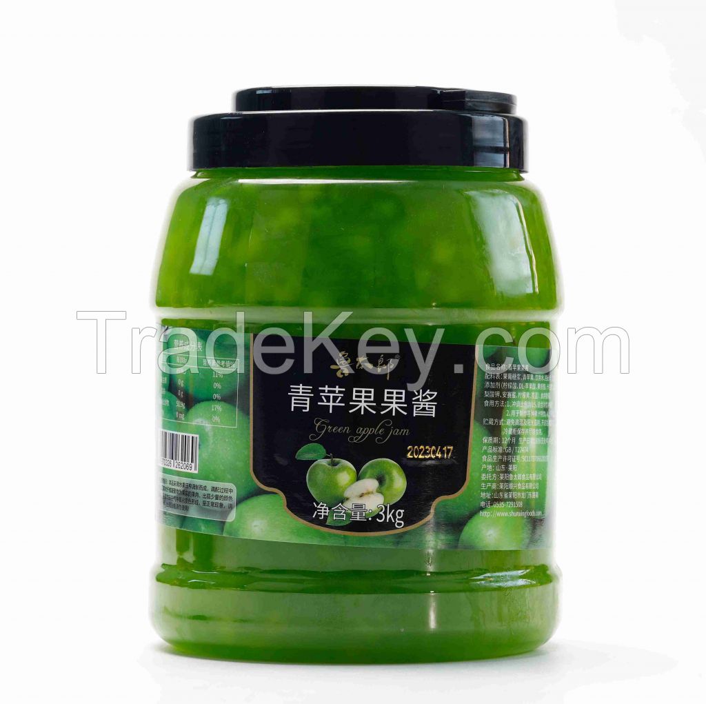 Apple fruit jam puree pulp 3kg bottles China factory customize for drinks beverage