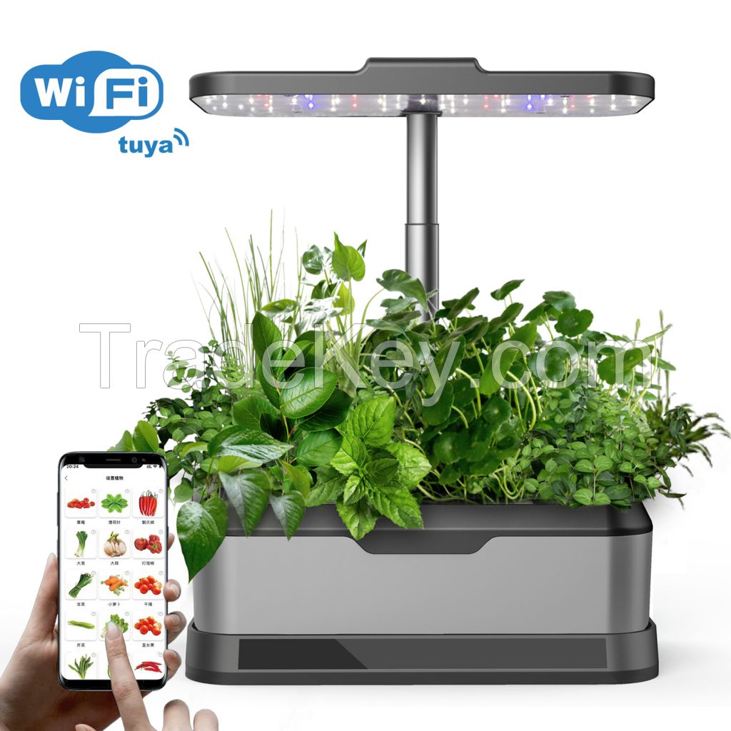 Indoor Garden Hydroponics Growing System: 10 Pods Plant Germination Kit Aeroponic Herb Vegetable Growth Lamp Countertop with LED Grow Light - Hydrophonic Planter Grower Harvest