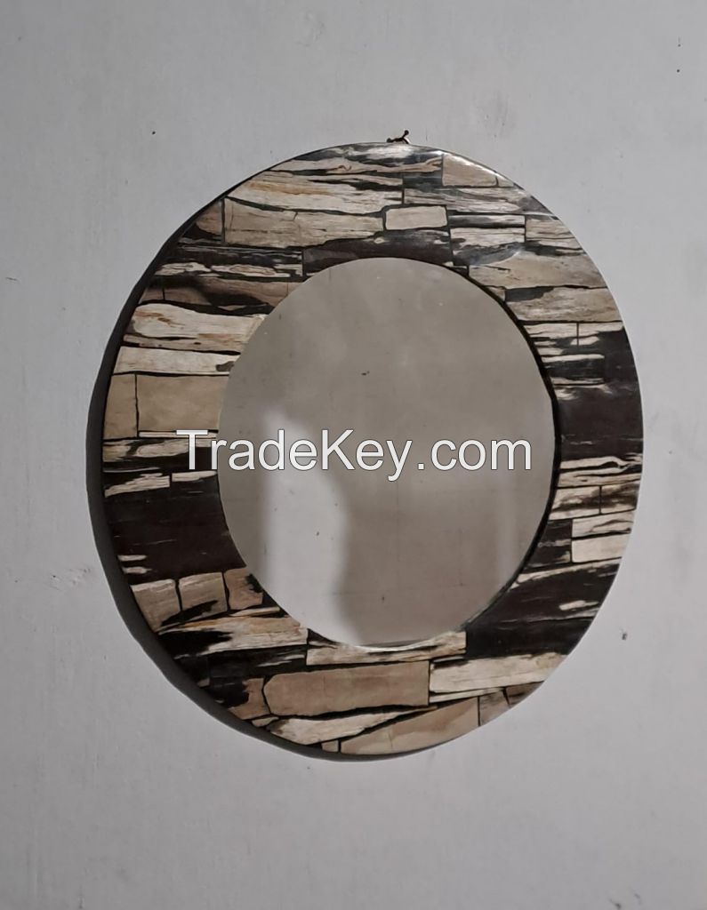 Sell Handmade wall mirror made of petrified wood patches