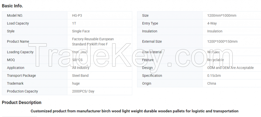 wooden pallet from China