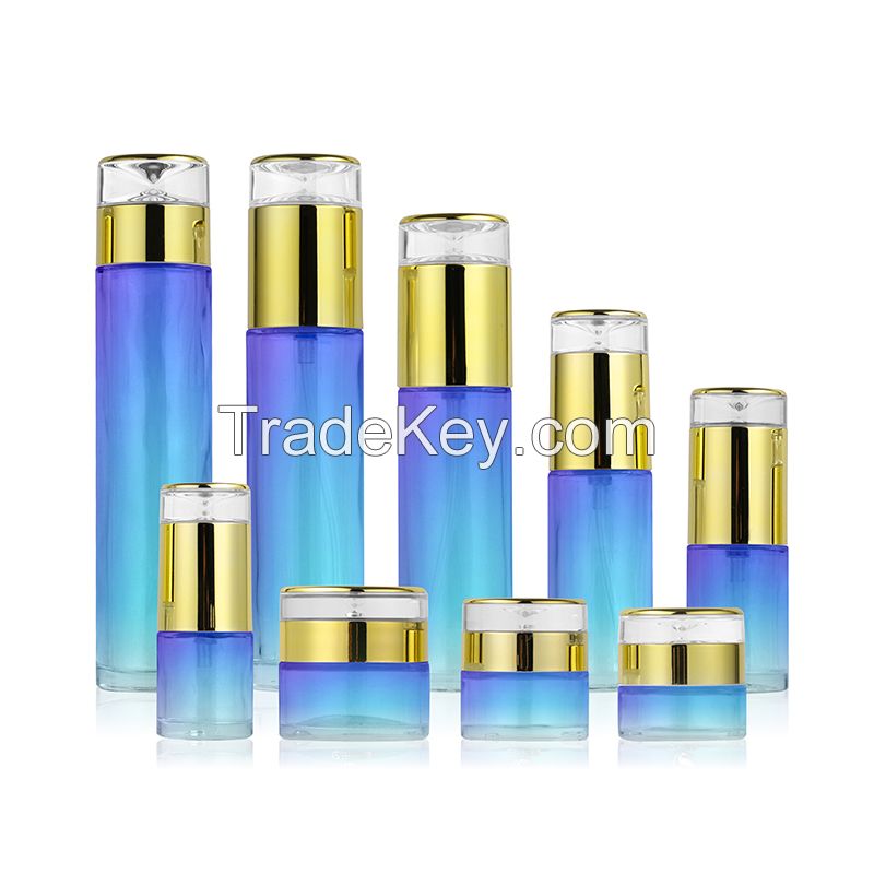 Cosmetics bottling bottle in stock, one drop set, cylindrical bottle, golden acrylic cap