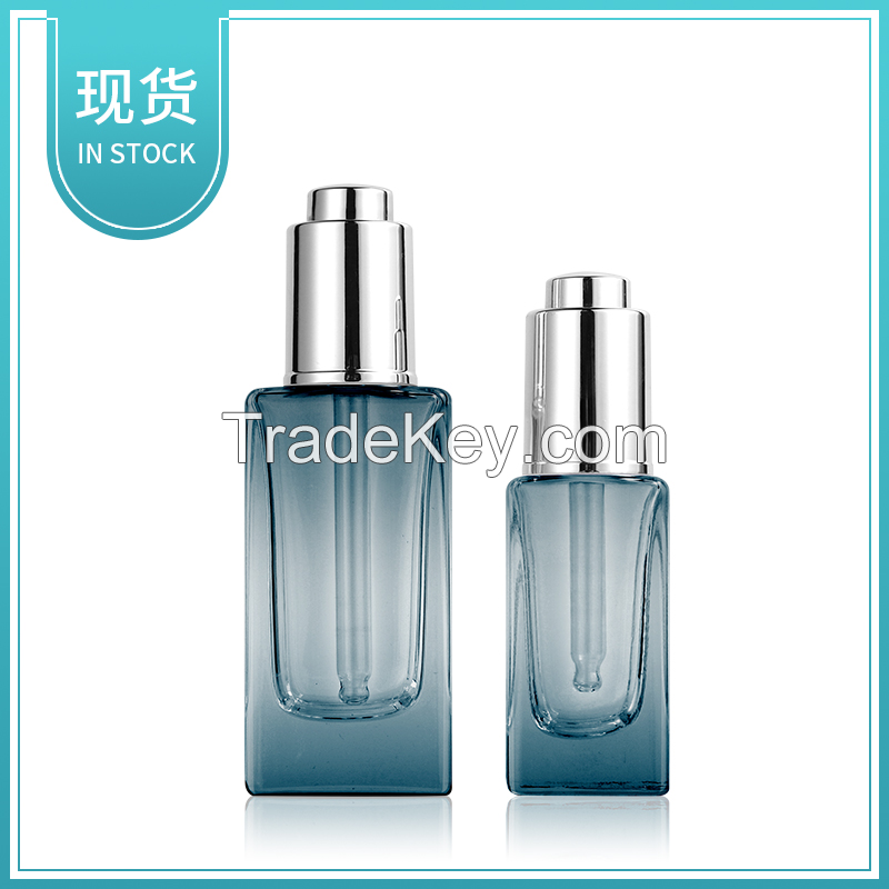 Thick bottom essence liquid glass bottle Skin care serum square dropper bottle Cosmetics sub bottle