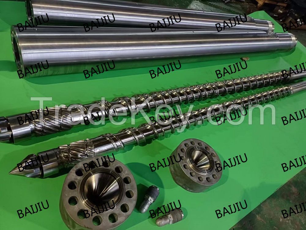 High wear-resistant bimetallic screw barrel for auto parts products.