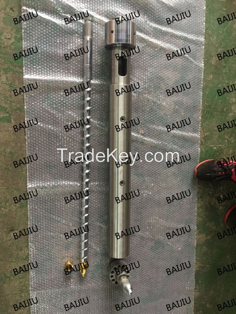 Wear-resistant bimetallic injection screw barrel for pallet products