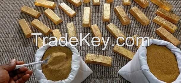 Raw Gold dore bars/Dust and Rough uncut diamond