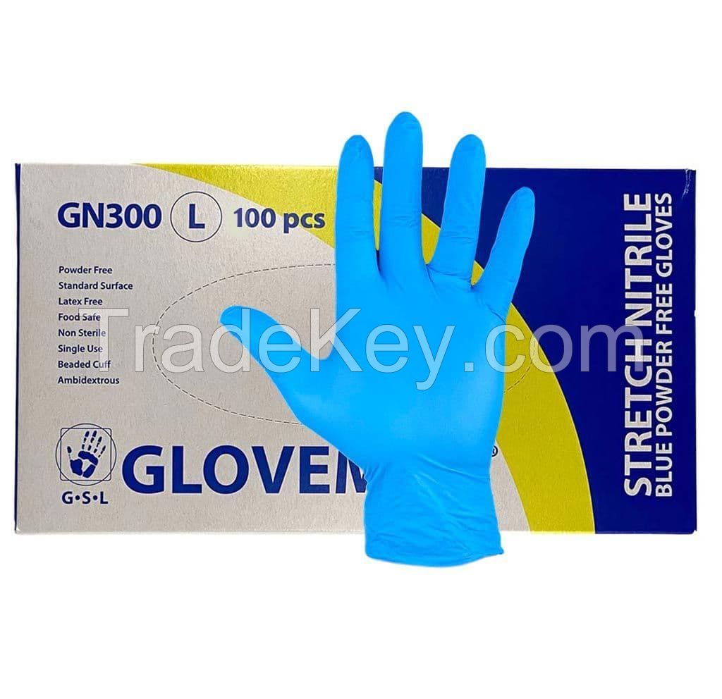 Wholesale food grade disposable protective blue powder free nitrile gloves hand protection best price in stock fast delivery