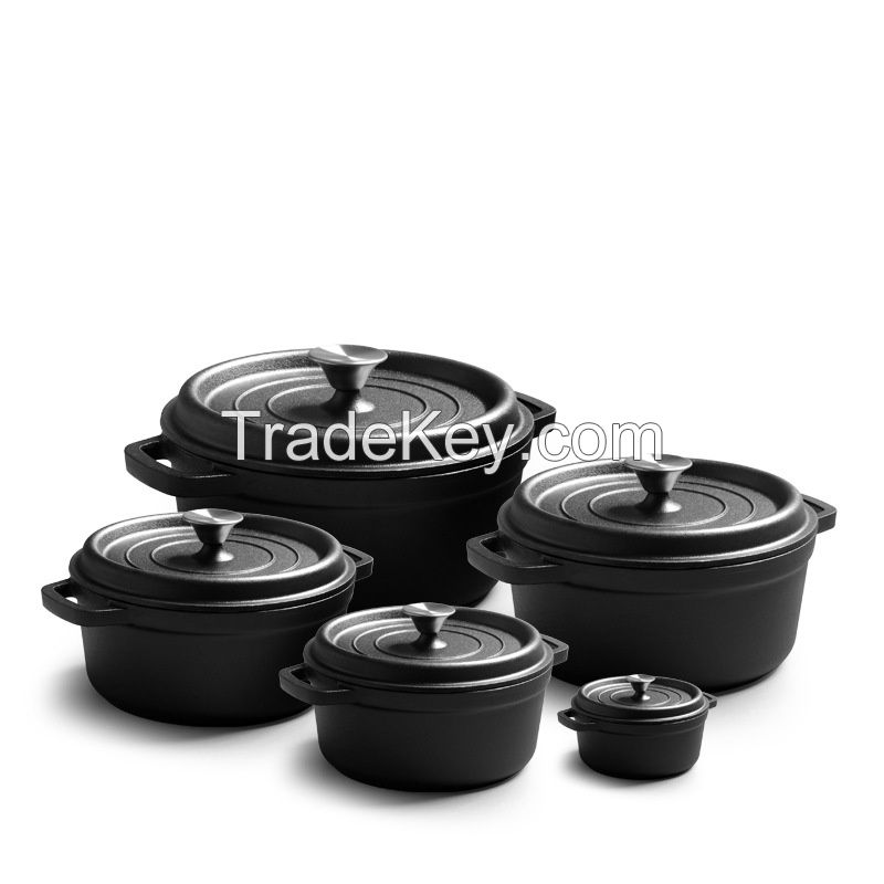 wholesale Non-stick Stockpot Black round European bread pan cast iron casserole 28/32/40cm deepened large Dutch oven with lid